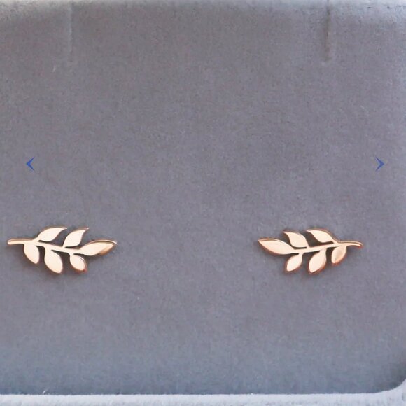 18k Yellow Gold Leaf Earrings - Picture 2 of 3